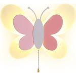 Kinderzimmer Wandleuchte Schmetterling Wandlampe mit Schalter, LED 16W Wandbeleuchtung Trikolore Dimmbar Innen Cartoon Wandspot, Modern Junge Mädchen Raumlampe Schlafzimmer Nachttischlampe, Rosa Weiß