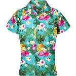 Türkise Kurzärmelige Hawaiihemden mit Ananas-Motiv für Herren Größe XL 