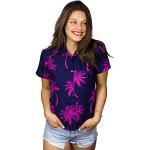 Pinke Kurzärmelige Hawaiihemden für Damen Größe XL 