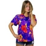 Dunkelblaue Kurzärmelige Hawaiihemden für Damen Größe S 
