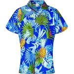 Blaue Kurzärmelige Hawaiihemden mit Ananas-Motiv für Herren Größe L 