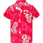 Pinke Kurzärmelige Hawaiihemden für Herren Größe L 