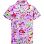 Pinke Kurzärmelige Hawaiihemden mit Vogel-Motiv für Herren Größe 5 XL 