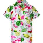 Pinke Kurzärmelige Hawaiihemden mit Vogel-Motiv für Herren Größe 5 XL 