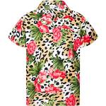 Pinke Leo-Look Kurzärmelige Hawaiihemden mit Leopard-Motiv für Herren Übergrößen 