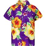 Violette Kurzärmelige Hawaiihemden für Herren Größe 5 XL 