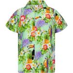 Pinke Kurzärmelige Hawaiihemden für Herren Größe 3 XL 