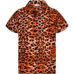 Orange Animal-Print Kurzärmelige Hawaiihemden mit Leopard-Motiv für Herren Größe 6 XL 