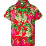 Pinke Kurzärmelige Hawaiihemden für Herren Größe S 