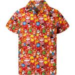 Pinke Kurzärmelige Hawaiihemden mit Weihnachts-Motiv für Herren Größe XXL Weihnachten 