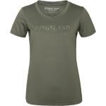 Silberne V-Ausschnitt T-Shirts aus Polyester für Damen Größe M für den für den Sommer 