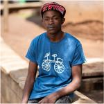 Kipepeo-Clothing Herren T-Shirt aus Bio-Baumwolle „Baisikeli“ Fahrrad blau