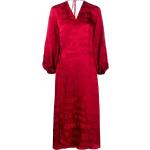 Reduzierte Rote Kirin Midi V-Ausschnitt Wickelkleider aus Satin für Damen Größe L 