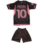 KISRAS Miami Leo Messi #10 2023/2024 Fan-Konzeptdesign der Special Edition Heim Trikot und Short Jugend Größe (Schwarz,164)