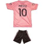 KISRAS Miami Messi #10 2023/2024 Fan-Konzeptdesign der Special Edition Heim Trikot und Short Jugend Größe (Rosa,140)