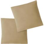 Sandfarbene Kissenbezüge & Kissenhüllen mit Reißverschluss aus Jersey trocknergeeignet 80x80 2-teilig 