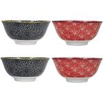 Reduzierte Schwarze Blumenmuster Kitchen Craft Schüssel Sets & Schalen Sets aus Keramik mikrowellengeeignet 4-teilig 