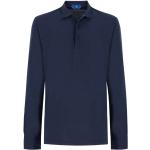 Reduzierte Blaue Langärmelige KITON Langarm-Poloshirts aus Baumwolle für Herren Größe 4 XL 