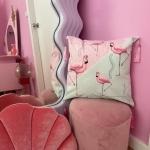 Pastellrosa Retro Kissenbezüge & Kissenhüllen mit Vogel-Motiv mit Reißverschluss aus Samt 