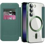 Grüne Samsung Galaxy S23 Hüllen Art: Flip Cases aus Glattleder mit Schutzfolie 