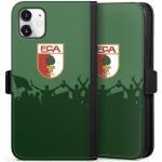 Klapphülle kompatibel mit Apple iPhone 11 Handyhülle aus Kunst Leder schwarz Flip Case FC Augsburg FCA Bundesliga