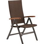 Braune Nachhaltige Polyrattan Gartenstühle aus Holz mit verstellbarer Rückenlehne Breite 50-100cm 