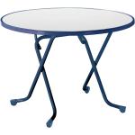 Blaue Best Freizeitmöbel Runde Metall-Gartentische 100 cm aus Metall Breite 50-100cm, Höhe 100-150cm, Tiefe 50-100cm 