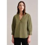 Reduzierte Grüne Unifarbene 3/4-ärmelige Seidensticker schwarze Rose Nachhaltige Tunika-Blusen aus Baumwollmischung für Damen Größe XS 