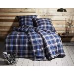 Blaue Karo Bettwaesche-mit-Stil Bettwäsche Sets & Bettwäsche Garnituren mit Reißverschluss aus Flanell 155x220 