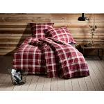Rote Karo Bettwaesche-mit-Stil Bettwäsche Sets & Bettwäsche Garnituren mit Reißverschluss aus Flanell 155x220 