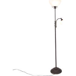 Klassische Stehlampe mit Dimmer braun mit Leselampe mit Dimmer - Dallas Landhaus / Vintage / Rustikal E27 Innenbeleuchtung
