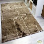 Braune VIMODA Homestyle Design-Teppiche mit Steinwand-Motiv aus Textil 