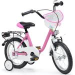 Klee Kids 12 Zoll Kinderfahrrad mit Rücktrittbremse Stützrädern Ständer Fahrrad für Kinder ab 3 Jahre Matt Pink