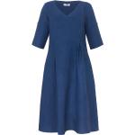 Blaue 3/4-ärmelige Anna Aura Sommerkleider aus Leinen maschinenwaschbar für Damen Größe M für den für den Sommer 