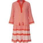 Rote Boho 3/4-ärmelige MYBC Damenkleider mit Quasten aus Polyester maschinenwaschbar Größe XL 