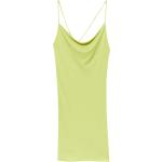 Reduzierte Hellgrüne Ärmellose Pull&Bear Mini Wasserfall-Ausschnitt Spaghettiträger-Kleider aus Polyester für Damen Größe S für den für den Sommer 