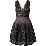 Schwarze Bestickte Color Blocking Ärmellose coast Mini V-Ausschnitt Kurze Abendkleider mit Reißverschluss aus Polyester für Damen Größe M Große Größen 