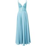 Himmelblaue Ärmellose Swing Maxi V-Ausschnitt Abendkleider rückenfrei mit Reißverschluss aus Polyester für Damen Größe M Große Größen 