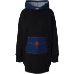 Reduzierte Schwarze Color Blocking Langärmelige MOSCHINO Mini Sweatkleider mit Kapuze für Damen Größe XS 