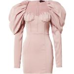 Reduzierte Rosa Misspap Mini Kurze Abendkleider mit Puffärmeln mit Reißverschluss aus Satin enganliegend für Damen Größe M Große Größen 