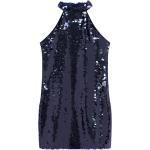 Reduzierte Mitternachtsblaue Bestickte Ärmellose Pull&Bear Mini Stehkragen Kurze Abendkleider mit Reißverschluss enganliegend für Damen Größe S 