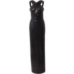Schwarze Ärmellose Swing Maxi V-Ausschnitt Lange Abendkleider mit Pailletten mit Reißverschluss aus Polyamid für Damen Größe S Große Größen 