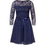 Reduzierte Marineblaue Swing Mini Kurze Abendkleider mit Volants aus Spitze für Damen Größe XS Große Größen 