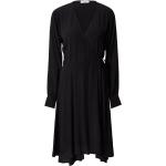 Schwarze Unifarbene Langärmelige MINIMUM V-Ausschnitt Damenkleider Größe S 