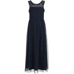 Reduzierte Blaue Ärmellose Vila Maxi Lange Abendkleider mit Reißverschluss aus Spitze für Damen Größe M Große Größen 