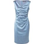 Blaue Ärmellose Vera Mont Mini V-Ausschnitt Trägerkleider mit Reißverschluss aus Satin für Damen Größe M Große Größen 