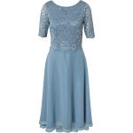 Reduzierte Blaue Unifarbene Halblangärmelige Vera Mont Chiffon-Abendkleider mit Reißverschluss aus Chiffon für Damen Größe S Große Größen 