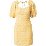 Reduzierte Gelbe Blumenmuster Halblangärmelige Dorothy Perkins Mini Minikleider & kurze Kleider mit Puffärmeln enganliegend für Damen Größe XL Große Größen 