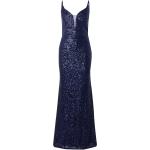 Marineblaue Ärmellose Swing Maxi V-Ausschnitt Lange Abendkleider mit Reißverschluss aus Polyester enganliegend für Damen Größe L Große Größen 