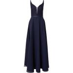 Marineblaue Ärmellose Swing Maxi V-Ausschnitt Lange Abendkleider mit Reißverschluss aus Chiffon für Damen Größe M Große Größen 